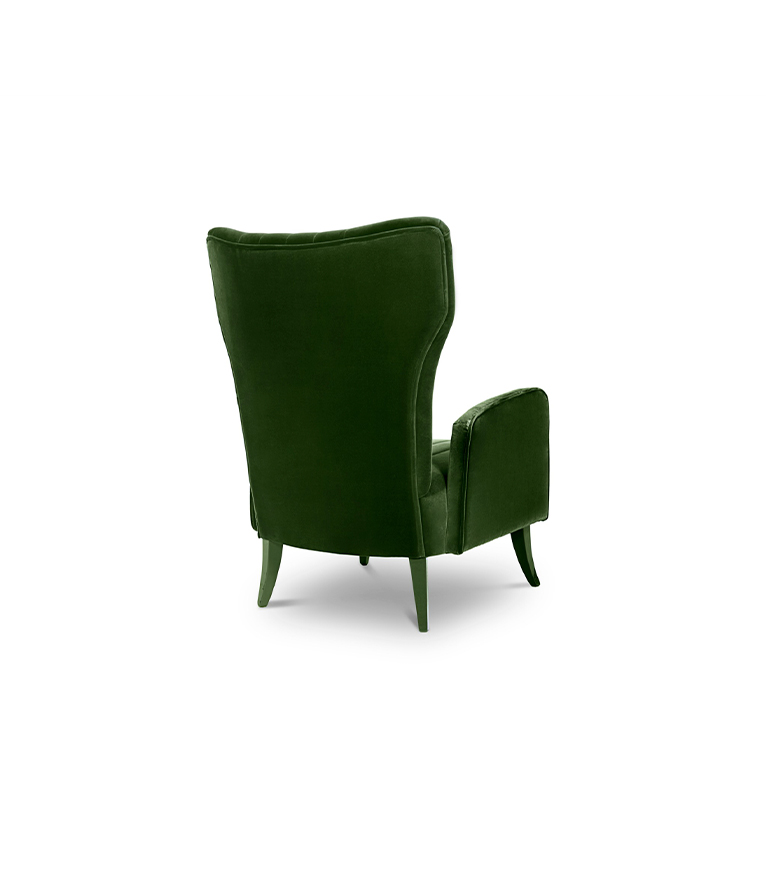Davis Armchair - High Back Winged Upholstered Velvet - Home'Society