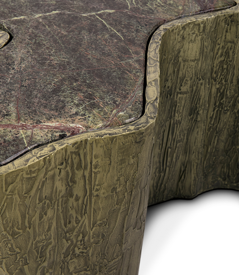Sequoia II Coffee Table - with Forest Green Marble Tabletop and Metal Base - Home'Society