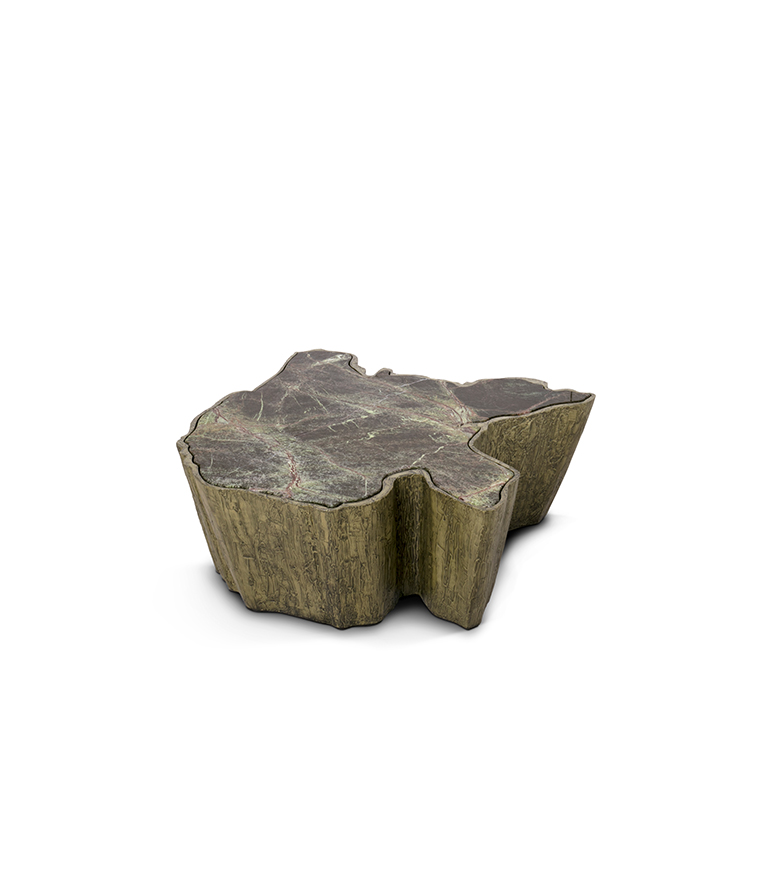 Sequoia II Coffee Table - with Forest Green Marble Tabletop and Metal Base - Home'Society