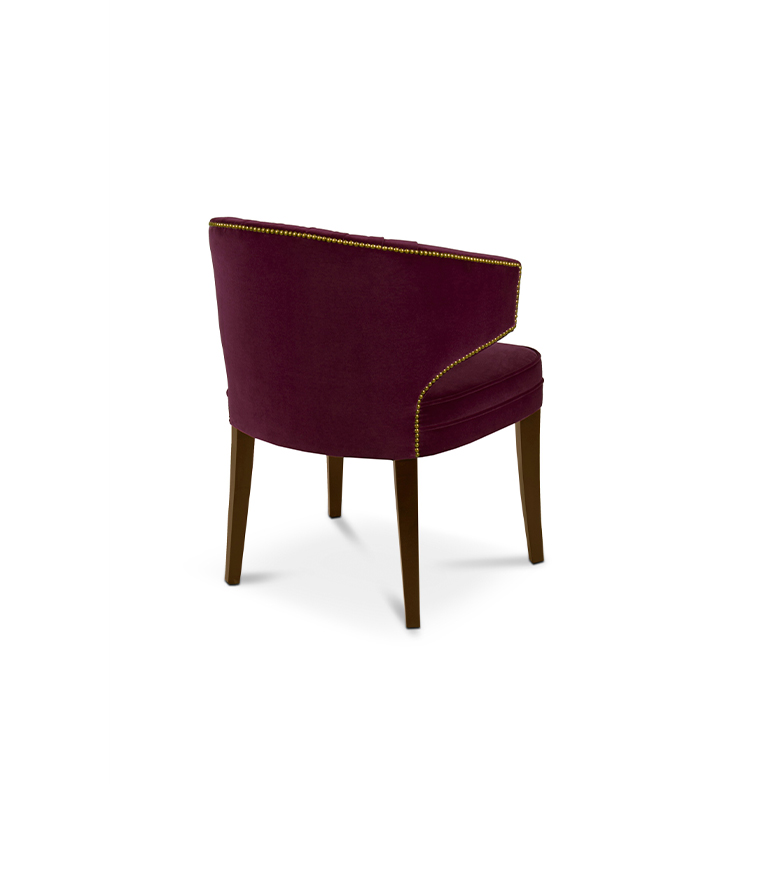 Ibis Dining Chair - Velvet Upholstered with Brass Nailhead Trim - Home'Society