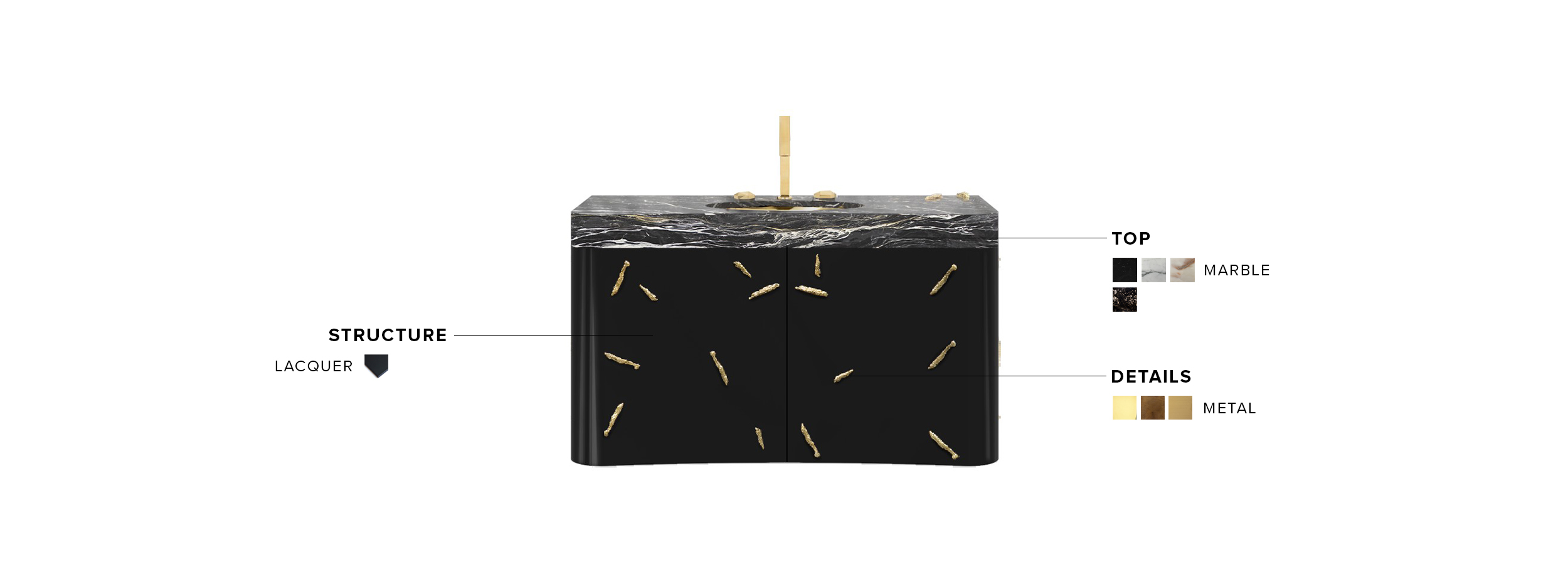 Baraka Single Wall Mounted Bathroom Vanity - Structured In High Gloss Lacquered - Home'Society