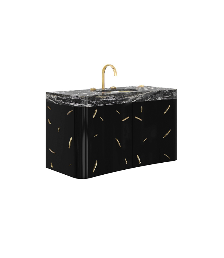 Baraka Single Wall Mounted Bathroom Vanity - Structured In High Gloss Lacquered - Home'Society