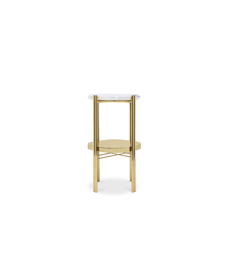 Craig Accent Table - Made In Polished Brass And Carrara Marble - Home'Society
