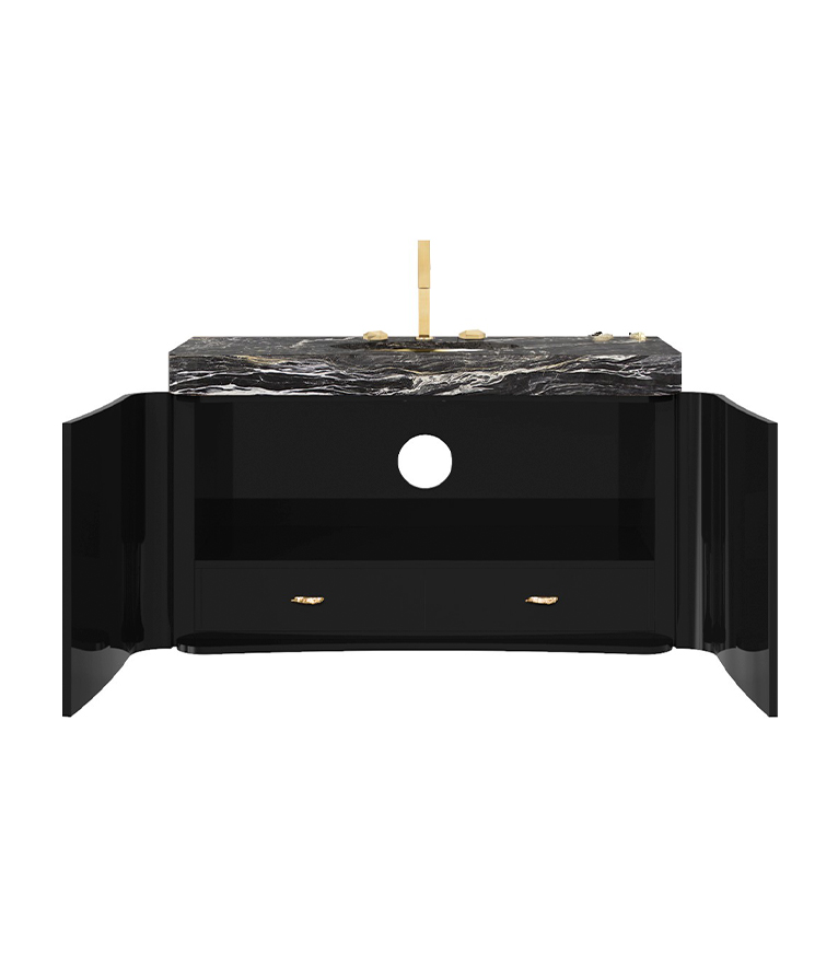 Baraka Single Wall Mounted Bathroom Vanity - Structured In High Gloss Lacquered - Home'Society