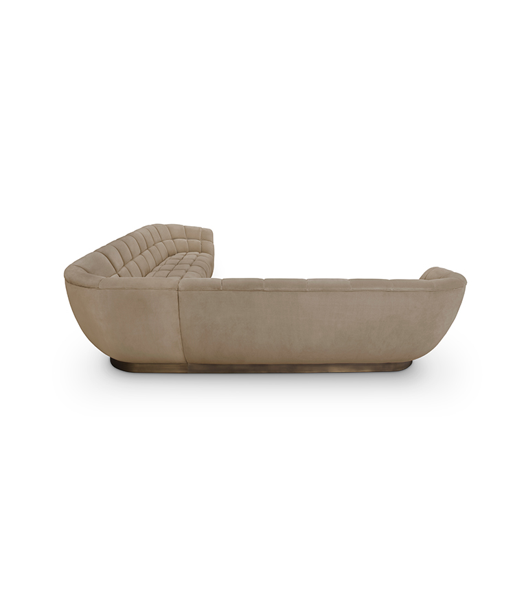 Essex Corner Sofa - Upholstered In Velvet With A Brushed Aged Brass Base - Home'Society