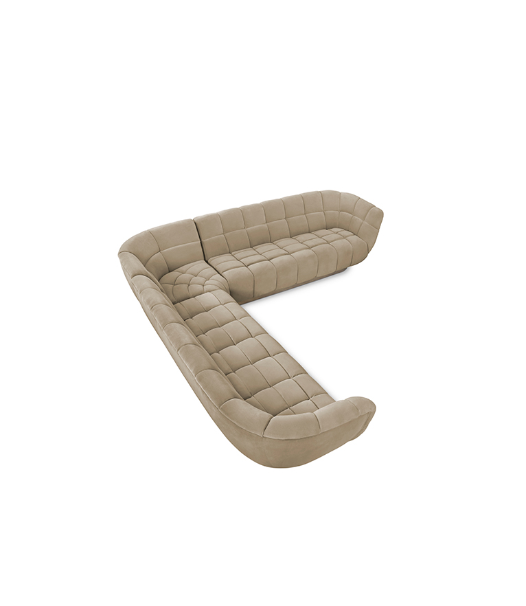 Essex Corner Sofa - Upholstered In Velvet With A Brushed Aged Brass Base - Home'Society