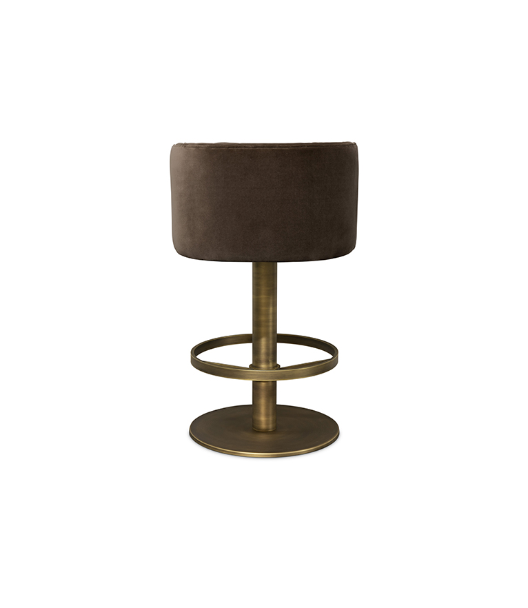 Bourbon II Counter Stool - Upholstered In Velvet With A Brass Swivel - Home'Society