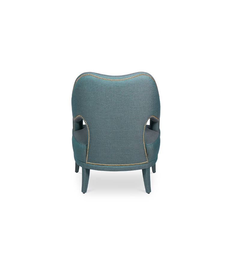 Nº20 Armchair - Fully Upholstered Twill with Gold Nail Trim - Home'Society