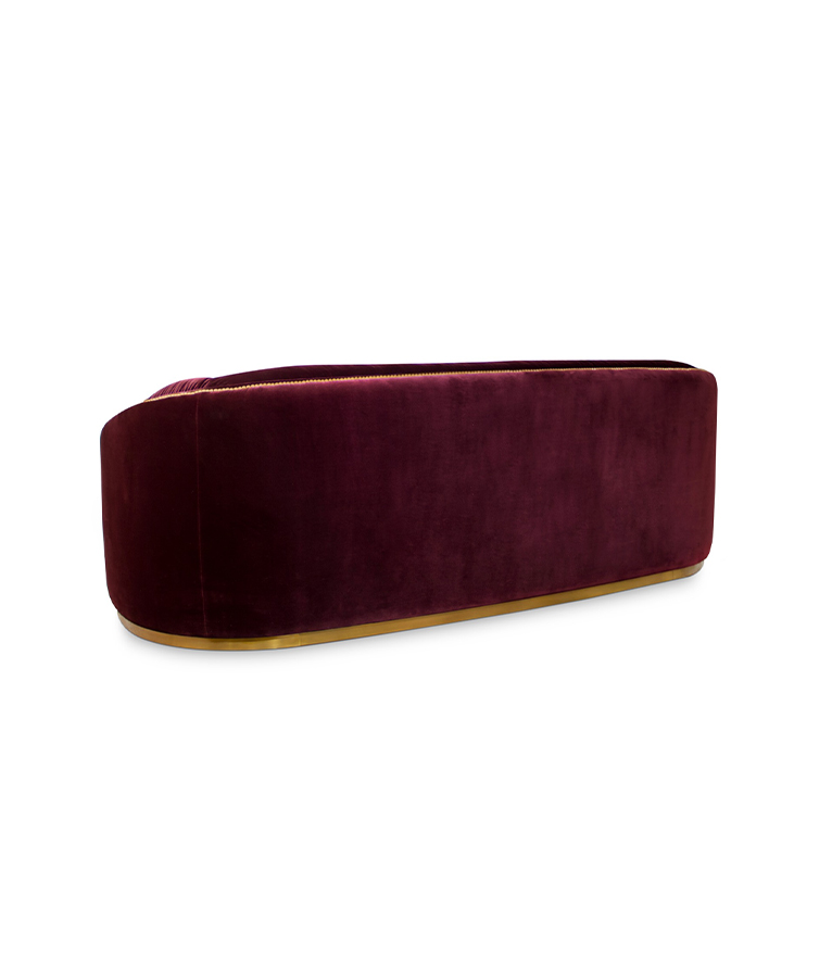 Wales Sofa -  Velvet Upholstered Curved with Nailhead Trim - Home'Society