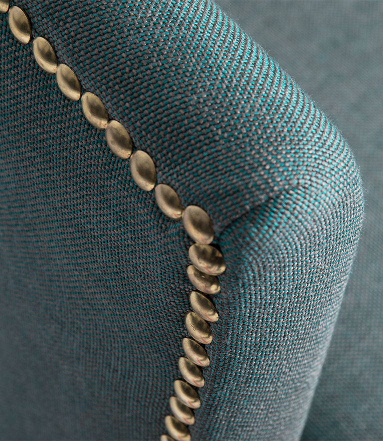 Nº20 Armchair - Fully Upholstered Twill with Gold Nail Trim - Home'Society