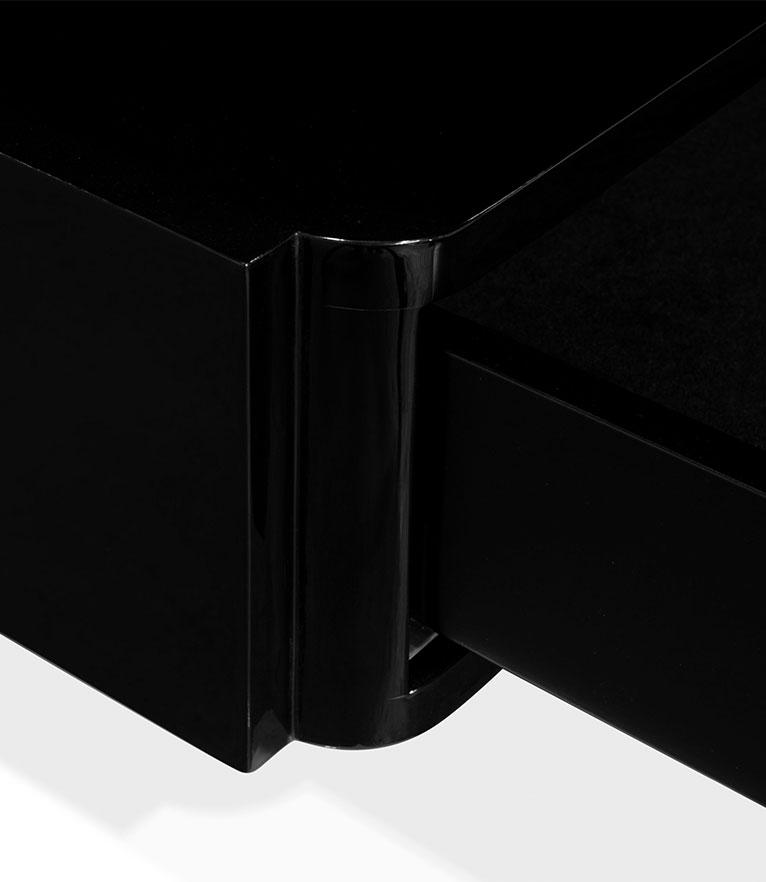 Shinto Rectangle Coffee Table - In Gloss Black Lacquer And Ash Wood Veneer Top - Home'Society