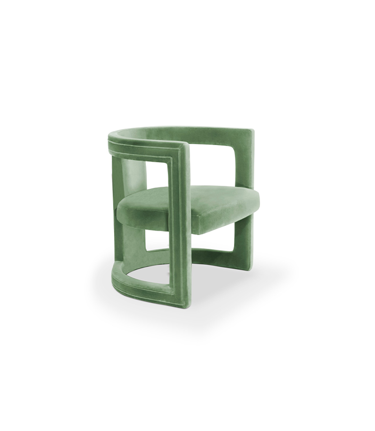 Rukay Armchair - Fully Upholstered In Velvet With A Mid-Century Modern Design - Home'Society