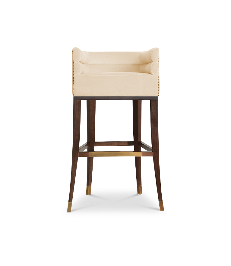 Maa Bar Chair - Upholstered In Twill With Aged Brass Details - Home'Society