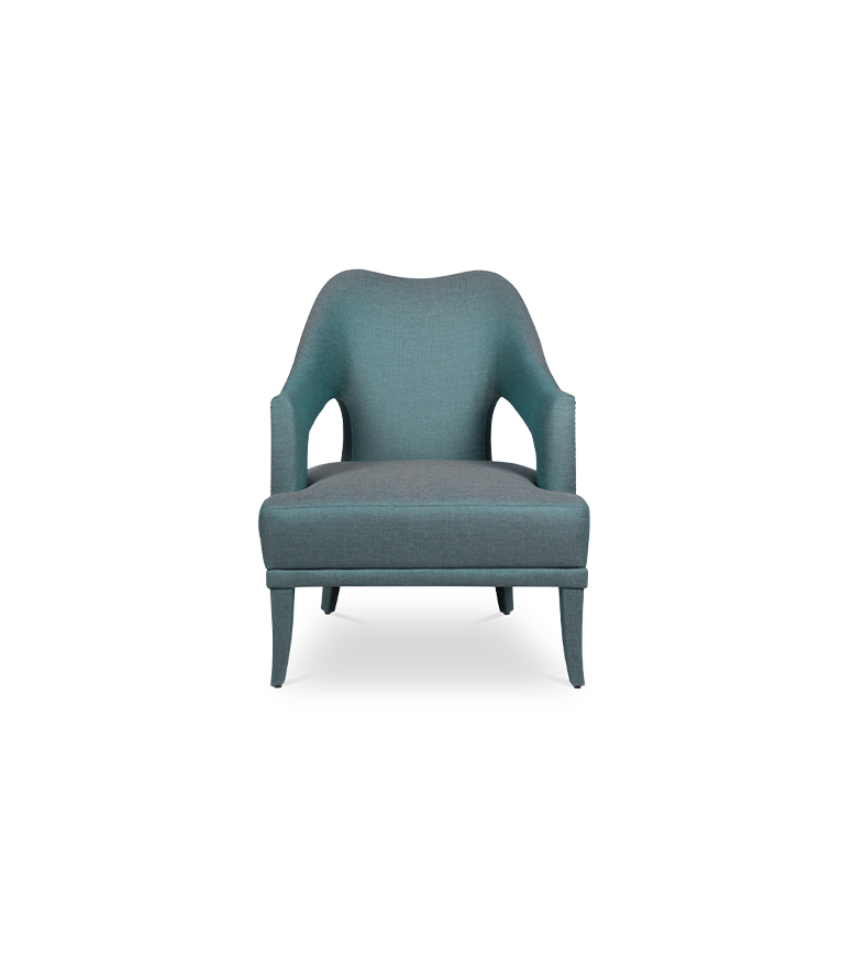 Nº20 Armchair - Fully Upholstered Twill with Gold Nail Trim - Home'Society