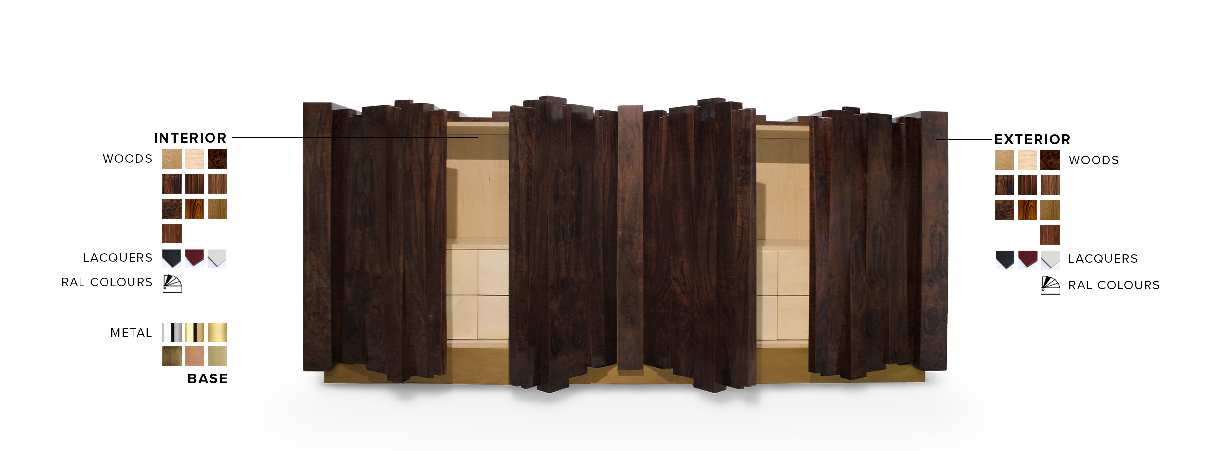 Nazca Sideboard - with Shelves and Drawers Modern Midcentury Design - Home'Society