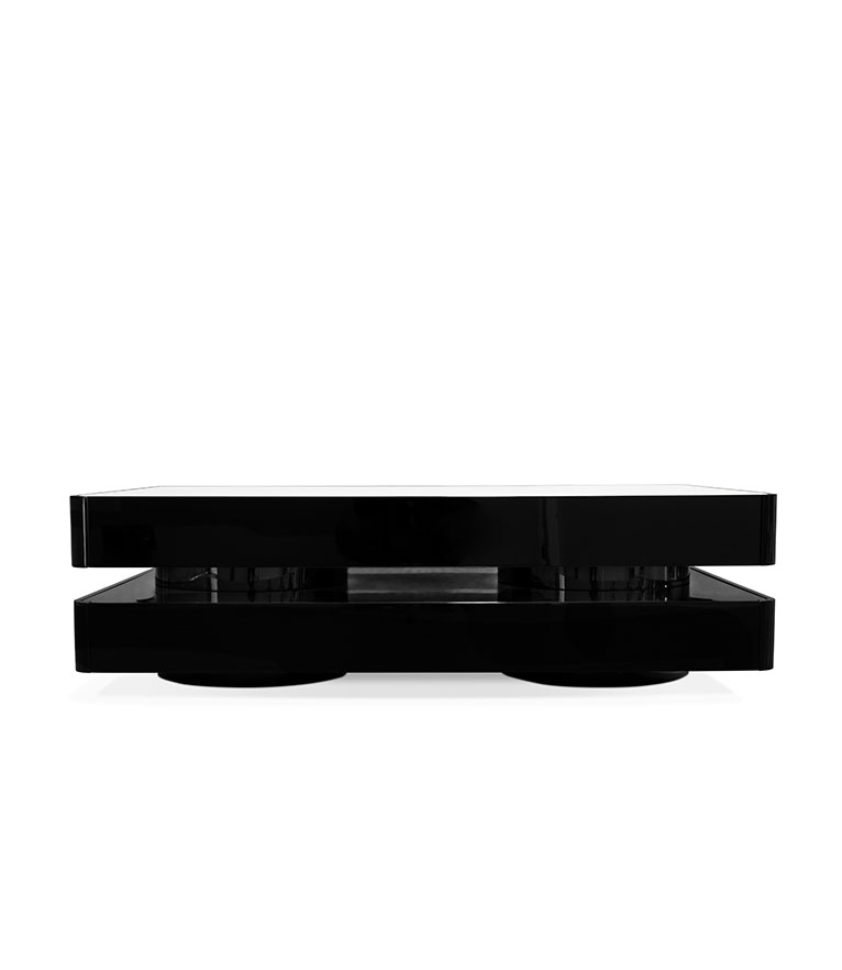 Shinto Rectangle Coffee Table - In Gloss Black Lacquer And Ash Wood Veneer Top - Home'Society
