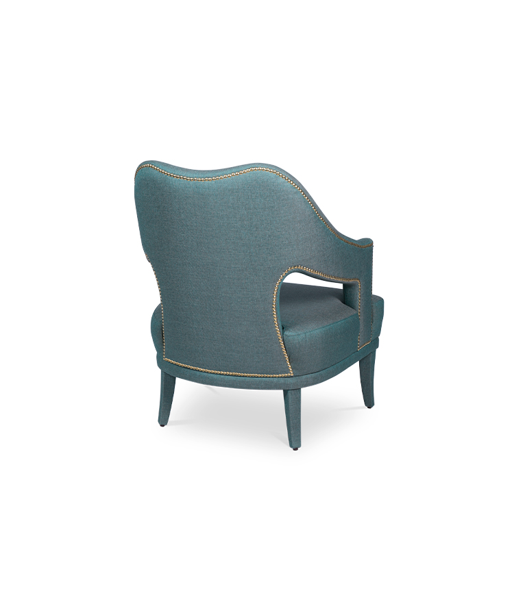 Nº20 Armchair - Fully Upholstered Twill with Gold Nail Trim - Home'Society