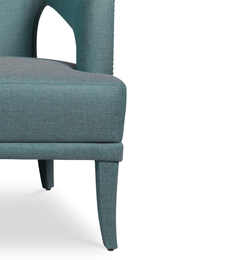 Nº20 Armchair - Fully Upholstered Twill with Gold Nail Trim - Home'Society