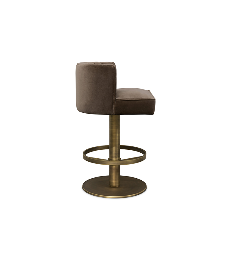 Bourbon II Counter Stool - Upholstered In Velvet With A Brass Swivel - Home'Society