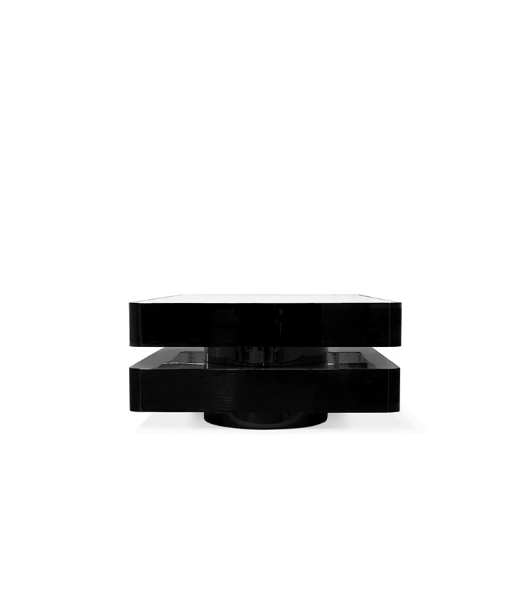 Shinto Rectangle Coffee Table - In Gloss Black Lacquer And Ash Wood Veneer Top - Home'Society