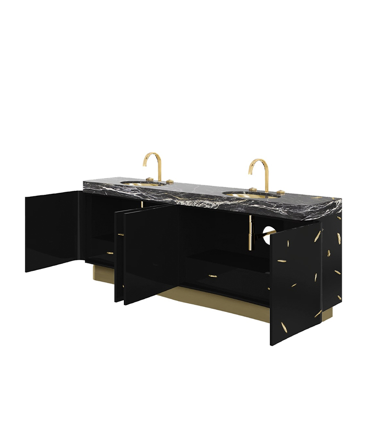 Baraka Vanity Cabinet - With A Structure In High Gloss Lacquered - Home'Society