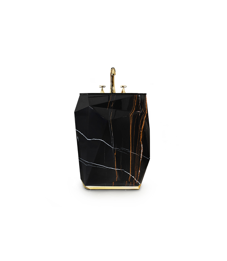 Diamond Faux Marble Pedestal Sink - With A Modern Design - Home'Society
