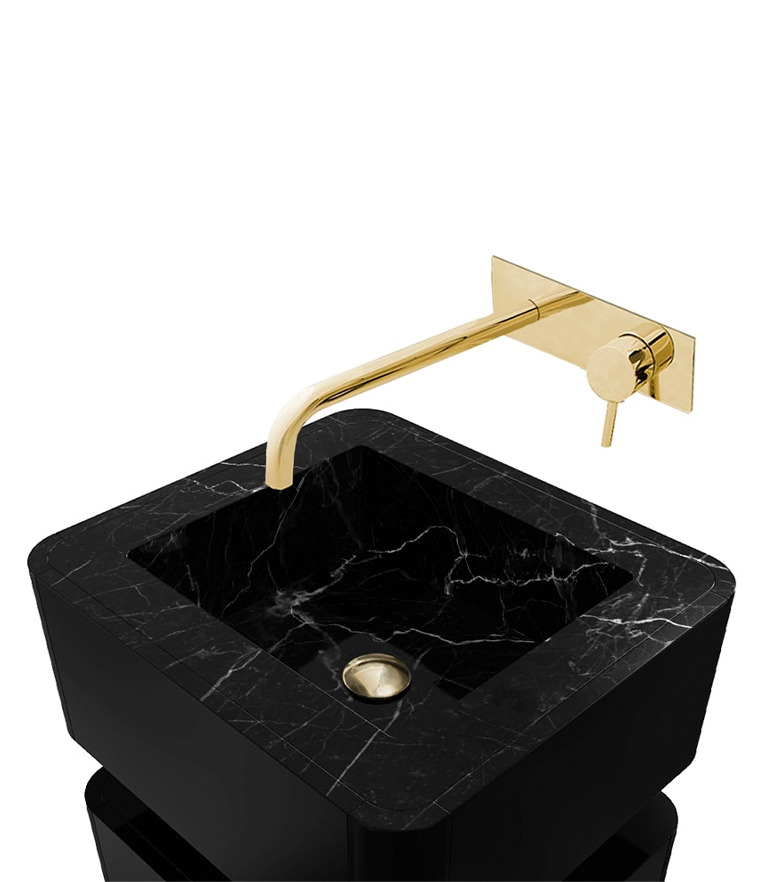 Shinto Pedestal Sink - With A Nero Marquina Marble Sink With A Modern Design - Home'Society