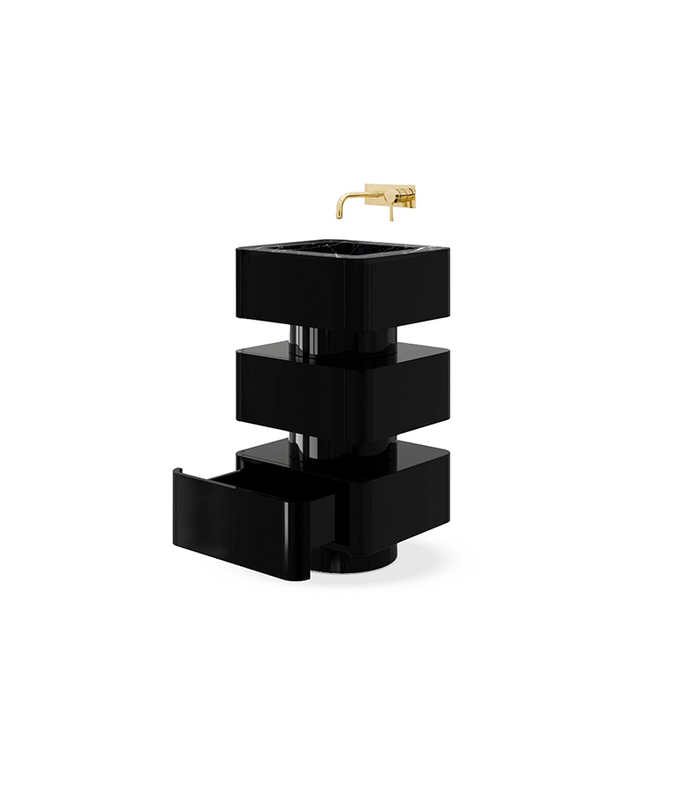 Shinto Pedestal Sink - With A Nero Marquina Marble Sink With A Modern Design - Home'Society