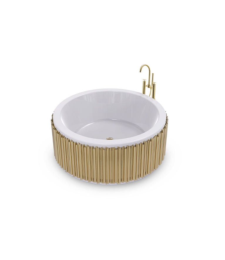 Symphony Round Bathtub - In Fiberglass With Brass Tubes - Home'Society