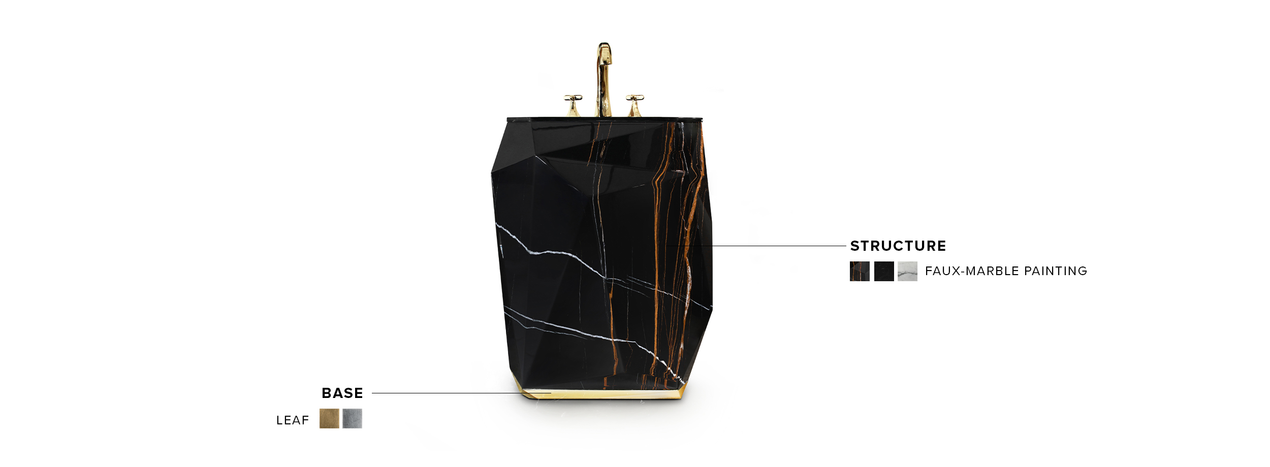Diamond Faux Marble Pedestal Sink - With A Modern Design - Home'Society