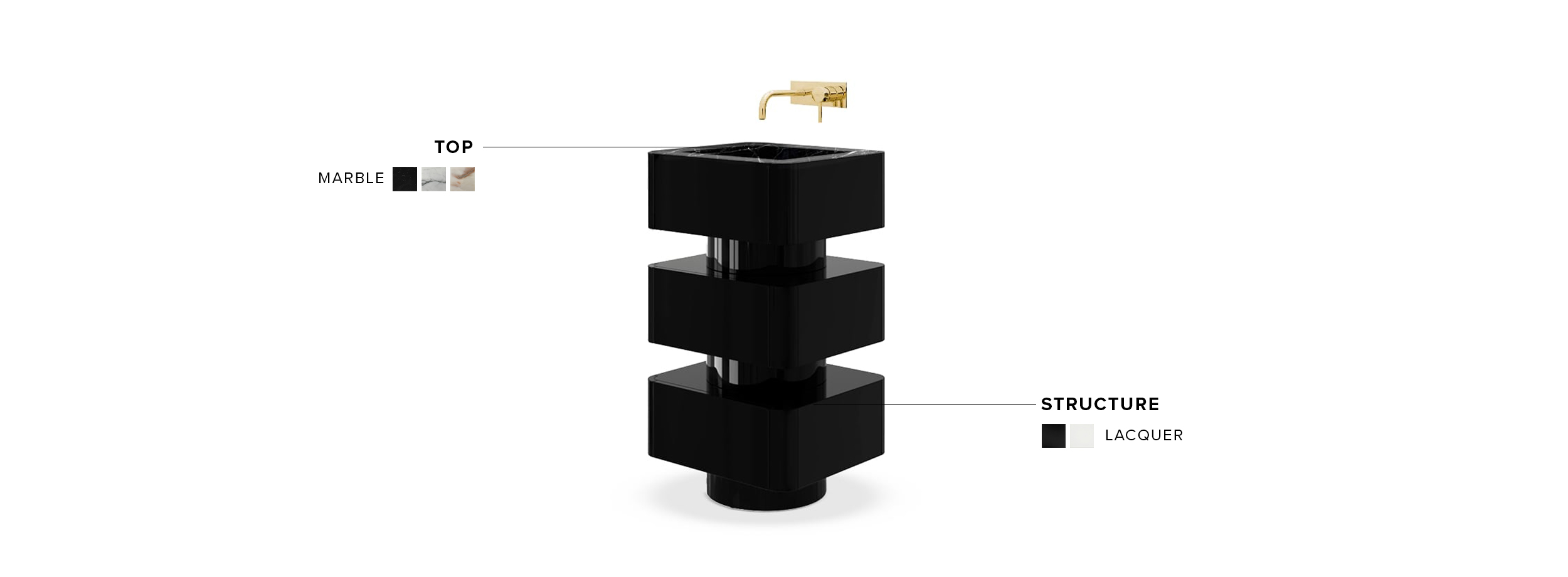 Shinto Pedestal Sink - With A Nero Marquina Marble Sink With A Modern Design - Home'Society