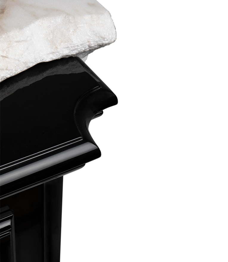 Petra Pedestal Sink: Estremoz Marble and High Gloss Black Wood - Home'Society