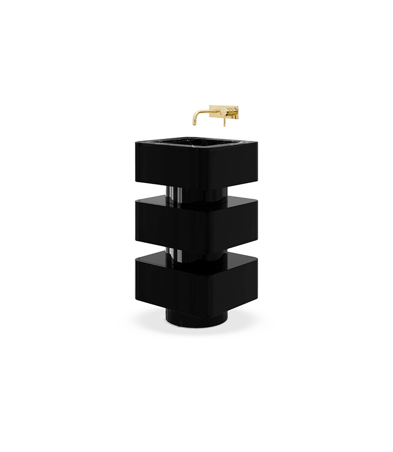 Shinto Pedestal Sink - With A Nero Marquina Marble Sink With A Modern Design - Home'Society