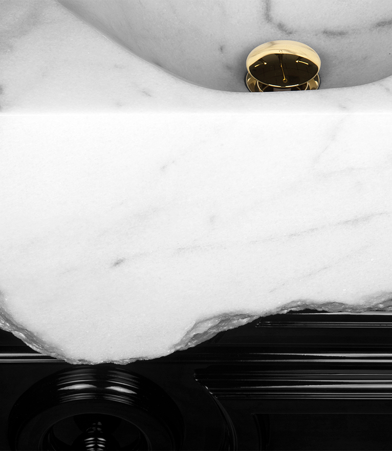 Petra Vanity Cabinet - High Gloss Lacquered and White Marble Sink - Home'Society