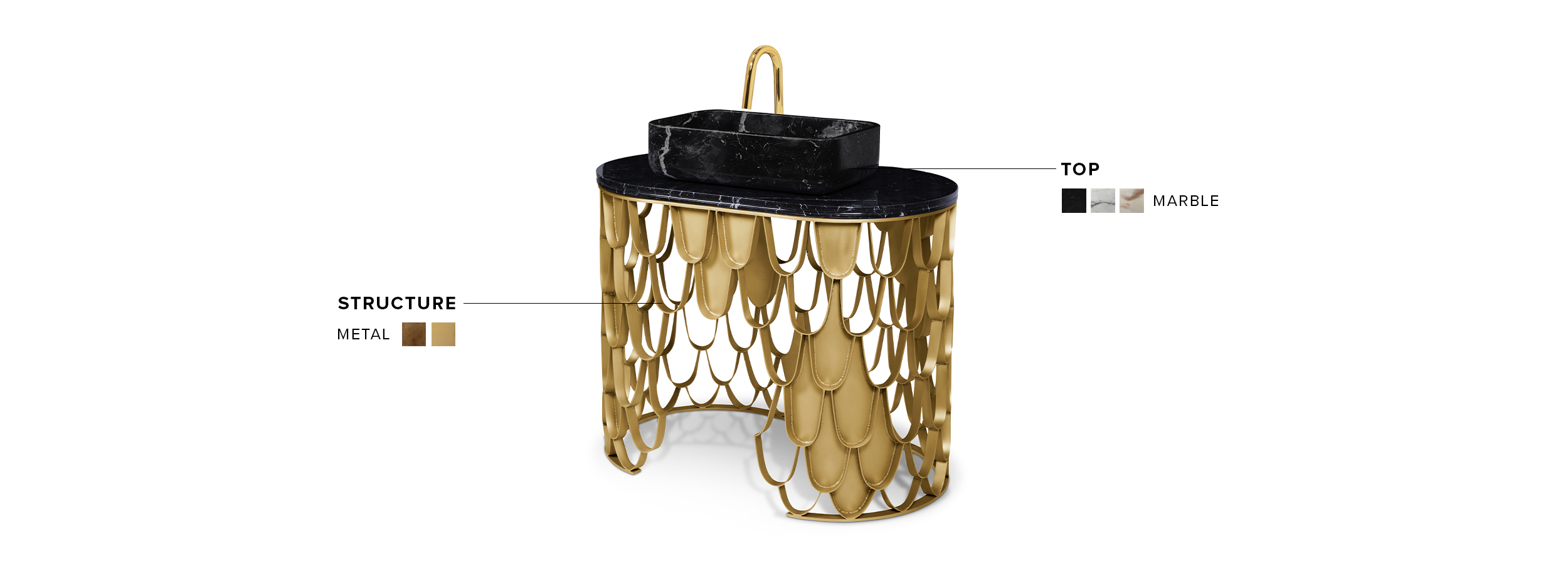 Koi Single Vanity Cabinet - in Golden Brass Glory - Home'Society