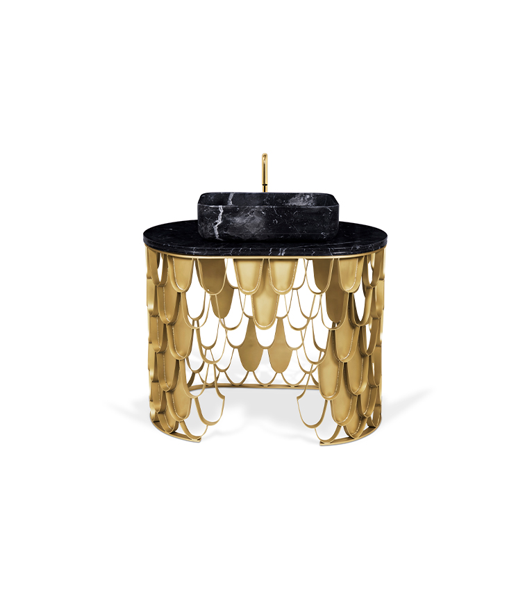 Koi Single Vanity Cabinet - in Golden Brass Glory - Home'Society