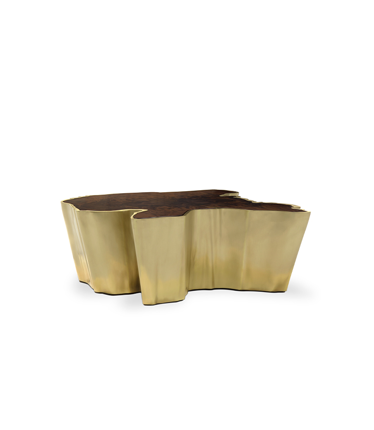 Sequoia  Coffee Table - Brass and Walnut Wood Design Modern Contemporary - Home'Society