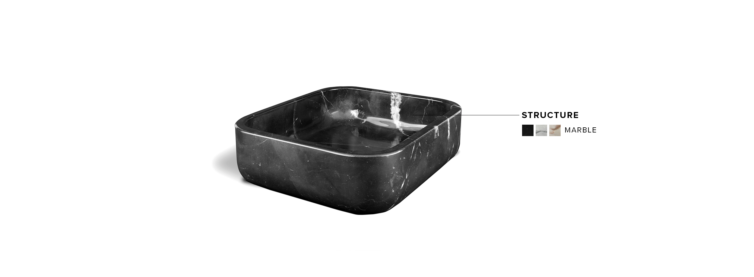 Koi Sink - Marble Rectangular in Nero Marquina, Carrara and Estremoz - Home'Society