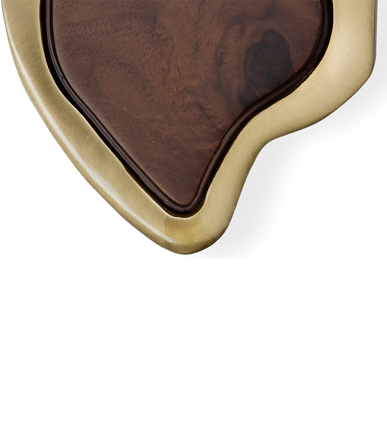 Sequoia  Coffee Table - Brass and Walnut Wood Design Modern Contemporary - Home'Society