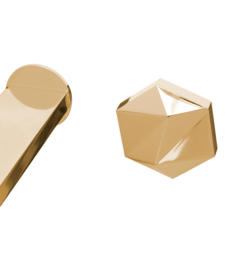 Diamond Wall Mixer Tap - Gold-Plated Brass Modern Design - Home'Society