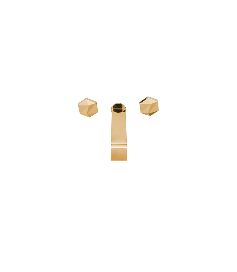 Diamond Wall Mixer Tap - Gold-Plated Brass Modern Design - Home'Society