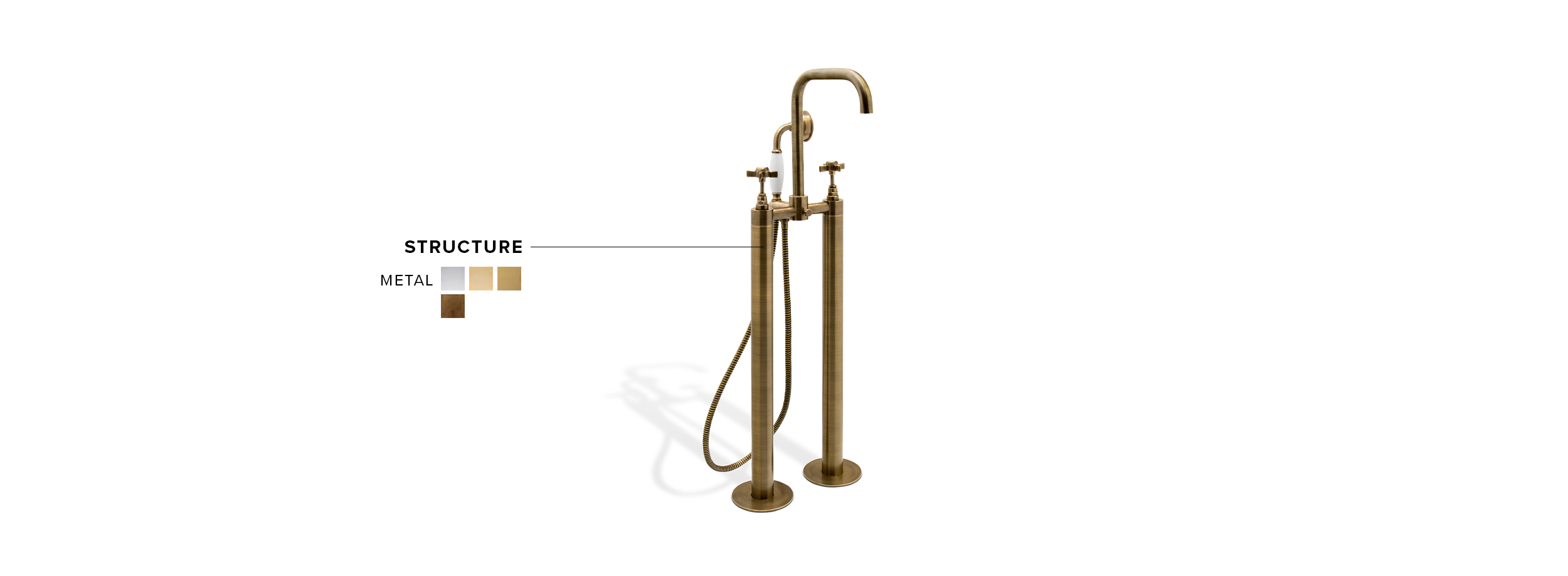 Bourgeois II Floor Mounted Mixer Tap - Made In Brass With A Classic Design - Home'Society