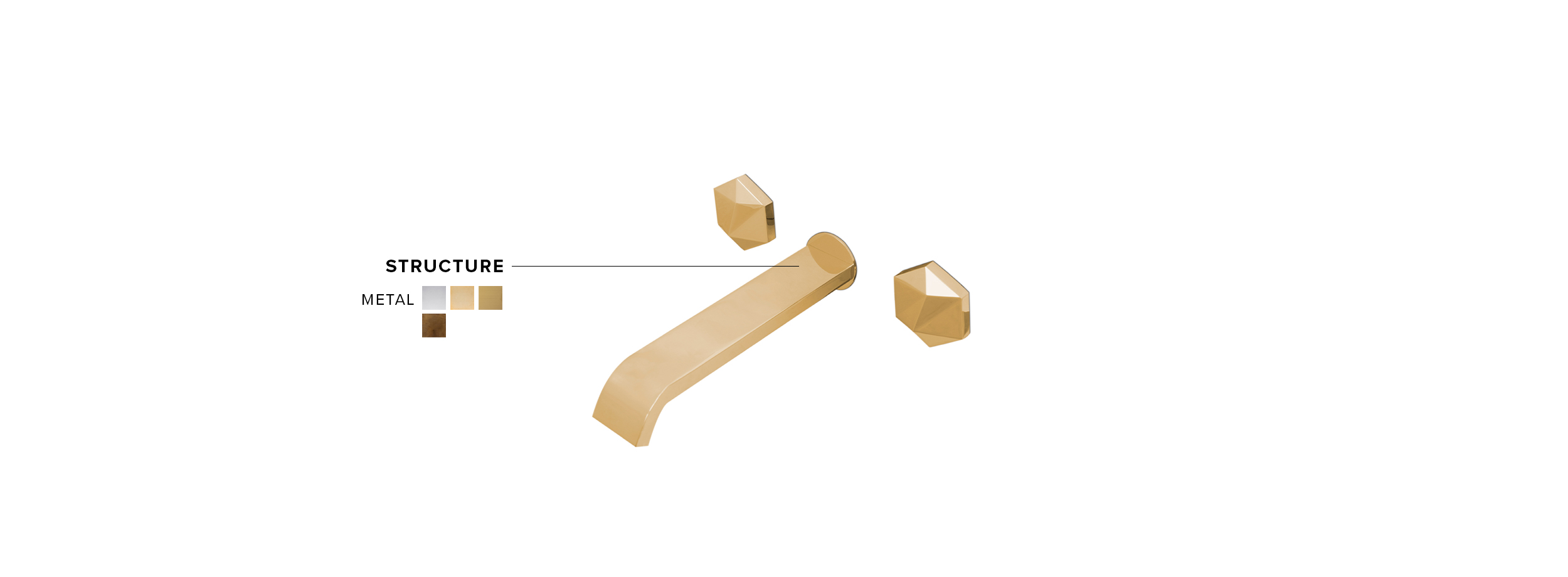 Diamond Wall Mixer Tap - Gold-Plated Brass Modern Design - Home'Society
