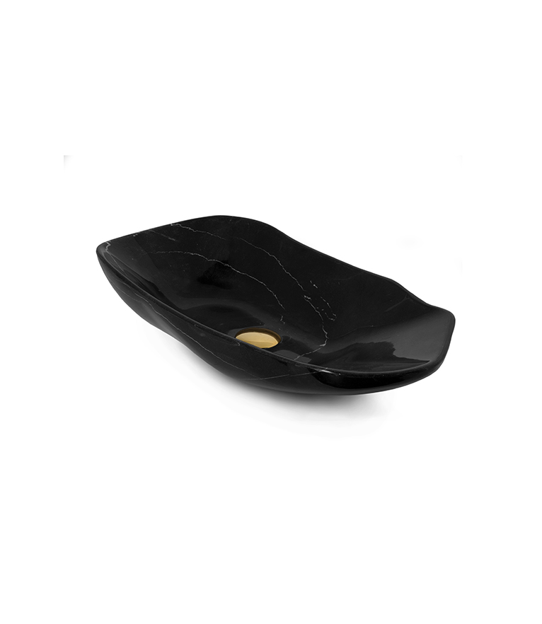 Lapiaz Black Sink - Marble Gold Details Modern Design - Home'Society