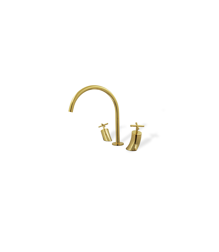 Nau Three Hole Mixer Tap - Made In Brass With A Modern Design - Home'Society