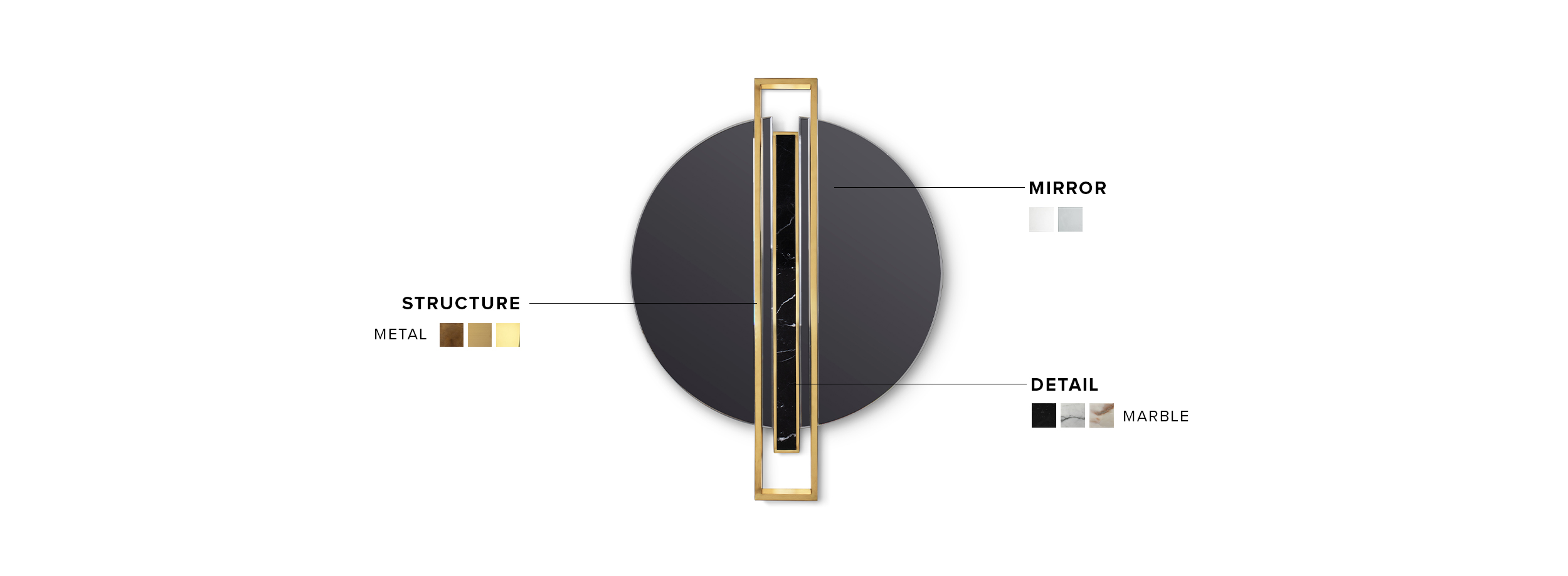 Shield Mirror - Polished Brass and Nero Marquina Marble - Home'Society
