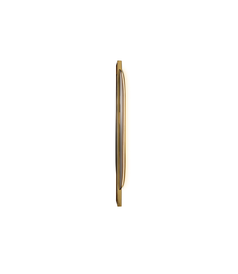 Shield Oval Mirror - Polished Brass and Nero Marquino Marble - Home'Society