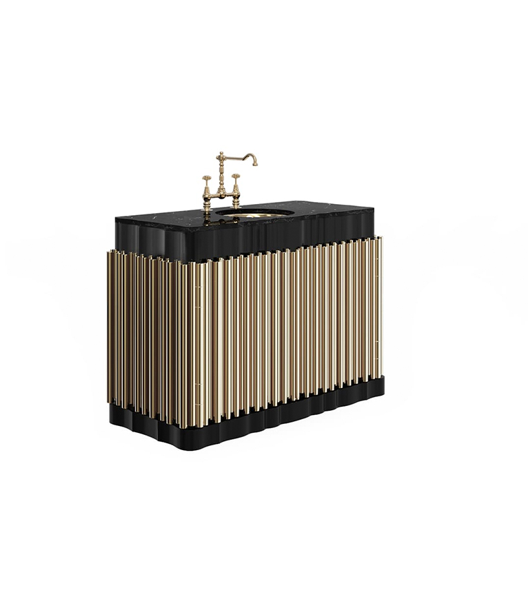 Symphony Single Vanity Cabinet - In Gold-plated Brass - Home'Society