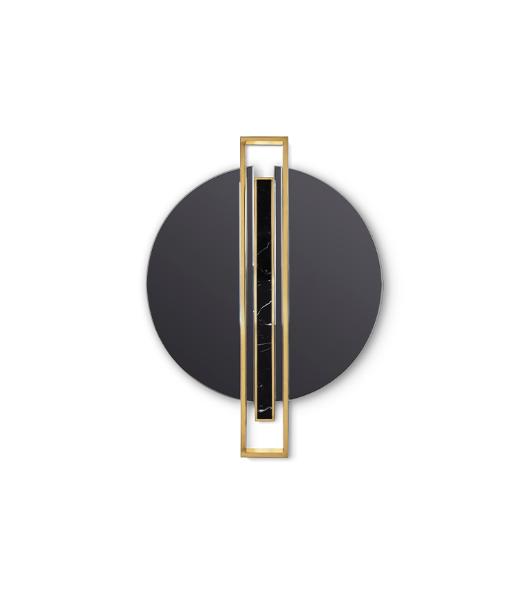 Shield Mirror - Polished Brass and Nero Marquina Marble - Home'Society