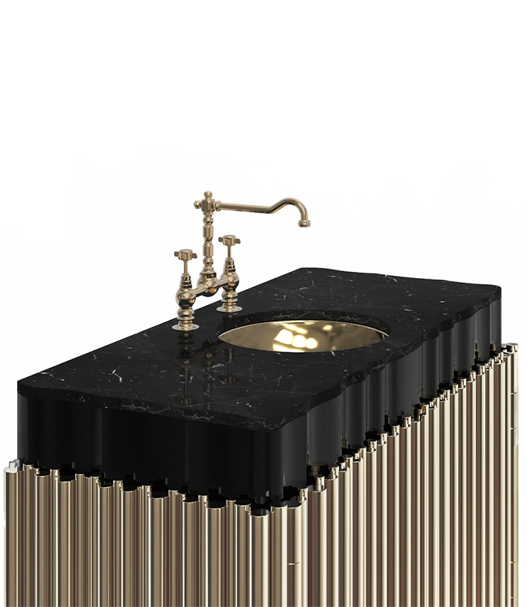 Symphony Single Vanity Cabinet - In Gold-plated Brass - Home'Society